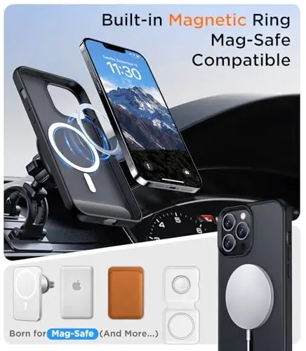 Temdan Magnetic Compatible with iPhone 13 Pro Case, [Built-in Invisible Kickstand][Compatible with MagSafe] [Military Grade Shockproof] Slim Translucent Matte Phone Case for iPhone 13 Pro 6.1