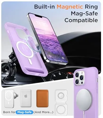 Temdan Magnetic Compatible with iPhone 13 Pro Case, [Built-in Invisible Kickstand][Compatible with MagSafe] [Military Grade Shockproof] Slim Translucent Matte Phone Case for iPhone 13 Pro 6.1