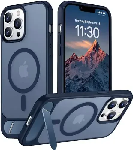 Temdan Magnetic Compatible with iPhone 13 Pro Case, [Built-in Invisible Kickstand][Compatible with MagSafe] [Military Grade Shockproof] Slim Translucent Matte Phone Case for iPhone 13 Pro 6.1