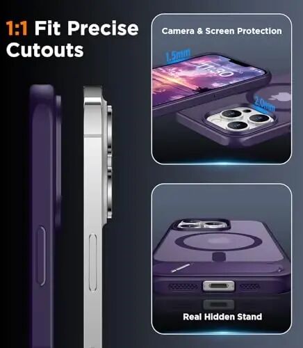 Temdan Magnetic Compatible with iPhone 13 Pro Case, [Built-in Invisible Kickstand][Compatible with MagSafe] [Military Grade Shockproof] Slim Translucent Matte Phone Case for iPhone 13 Pro 6.1