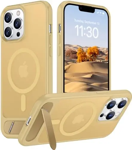 Temdan Magnetic Compatible with iPhone 13 Pro Case, [Built-in Invisible Kickstand][Compatible with MagSafe][Military Grade Shockproof] Slim Translucent Matte Phone Case for iPhone 13 Pro 6.1