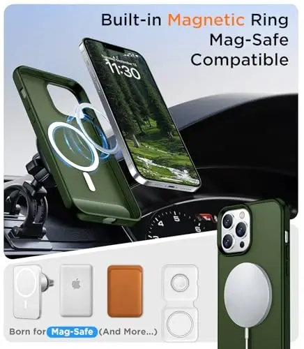 Temdan Magnetic Compatible with iPhone 13 Pro Case, [Built-in Invisible Kickstand][Compatible with MagSafe] [Military Grade Shockproof] Slim Translucent Matte Phone Case for iPhone 13 Pro 6.1