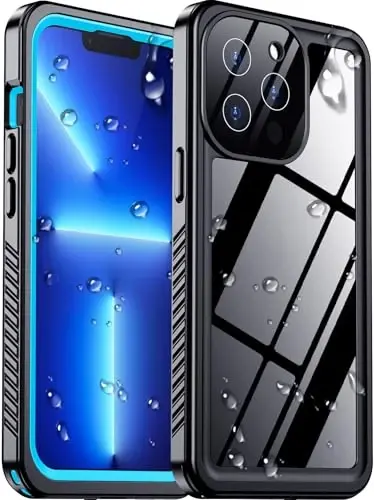 Temdan iPhone 13 Pro Max Case suv oʻtkazmaydigan, oʻrnatilgan ekran va kamera himoyachisi IP68 suv osti toʻliq korpus 13FT harbiy zarbga chidamli zarbga chidamli telefon qutisi 6,7