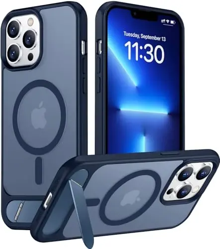 Temdan Magnetic Compatible with iPhone 13 Pro Max Case, [Built-in Invisible Kickstand][Compatible with MagSafe] [Military Grade Shockproof] Slim Translucent Matte Phone Case for iPhone 13 Pro Max 6.7