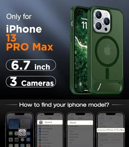 Temdan Magnetic Compatible with iPhone 13 Pro Max Case, [Built-in Invisible Kickstand][Compatible with MagSafe] [Military Grade Shockproof] Slim Translucent Matte Phone Case for iPhone 13 Pro Max 6.7