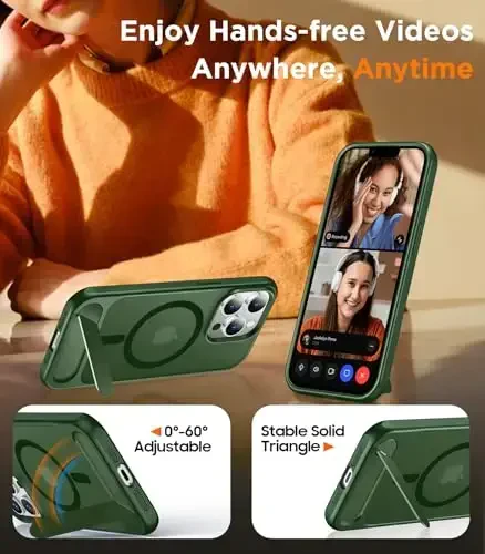 Temdan Magnetic Compatible with iPhone 13 Pro Max Case, [Built-in Invisible Kickstand][Compatible with MagSafe] [Military Grade Shockproof] Slim Translucent Matte Phone Case for iPhone 13 Pro Max 6.7