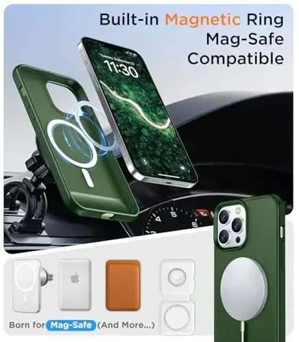 Temdan Magnetic Compatible with iPhone 13 Pro Max Case, [Built-in Invisible Kickstand][Compatible with MagSafe] [Military Grade Shockproof] Slim Translucent Matte Phone Case for iPhone 13 Pro Max 6.7