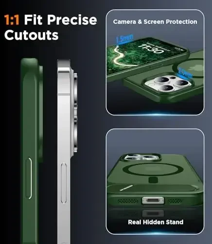 Temdan Magnetic Compatible with iPhone 13 Pro Max Case, [Built-in Invisible Kickstand][Compatible with MagSafe] [Military Grade Shockproof] Slim Translucent Matte Phone Case for iPhone 13 Pro Max 6.7