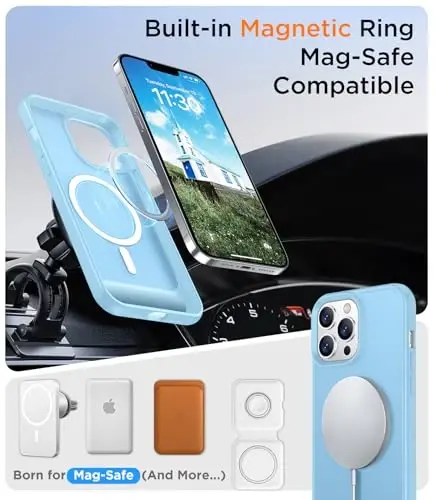 Temdan Magnetic Compatible with iPhone 13 Pro Max Case, [Built-in Invisible Kickstand][Compatible with MagSafe] [Military Grade Shockproof] Slim Translucent Matte Phone Case for iPhone 13 Pro Max 6.7