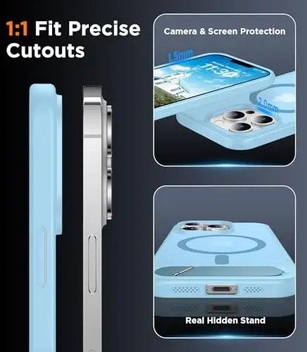 Temdan Magnetic Compatible with iPhone 13 Pro Max Case, [Built-in Invisible Kickstand][Compatible with MagSafe] [Military Grade Shockproof] Slim Translucent Matte Phone Case for iPhone 13 Pro Max 6.7