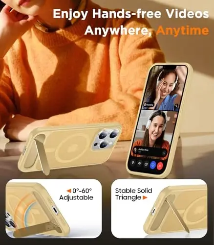 Temdan Magnetic Compatible with iPhone 13 Pro Max Case, [Built-in Invisible Kickstand][Compatible with MagSafe][Military Grade Shockproof] Slim Translucent Matte Phone Case for iPhone 13 Pro Max 6.7