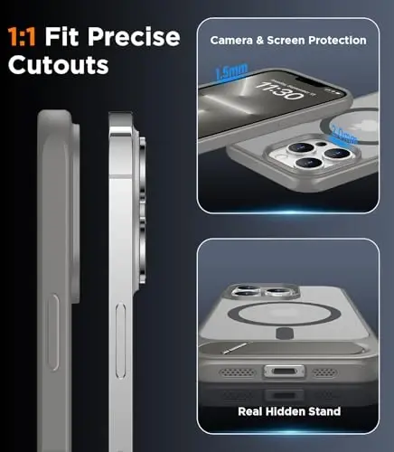 Temdan iPhone 13 Pro Max Kılıfı ile Uyumlu Manyetik, [Dahili Görünmez Destek Çubuğu] [MagSafe ile Uyumlu] [Askeri Sınıf Darbeye Dayanıklı] İnce Yarı Saydam Mat Telefon Kılıfı iPhone 13 Pro Max 6.7