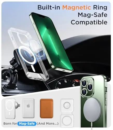 Temdan Magnetic Compatible with iPhone 13 Pro Max Case, [Built-in Invisible Kickstand][Compatible with MagSafe] [Military Grade Shockproof] Slim Thin Phone Case for iPhone 13 Pro Max 6.7