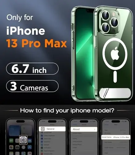 Temdan Magnetic Compatible with iPhone 13 Pro Max Case, [Built-in Invisible Kickstand][Compatible with MagSafe] [Military Grade Shockproof] Slim Thin Phone Case for iPhone 13 Pro Max 6.7
