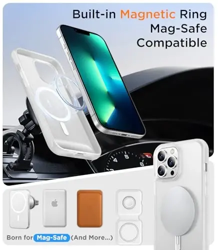 Temdan Magnetic Compatible with iPhone 13 Pro Max Case, [Built-in Invisible Kickstand][Compatible with MagSafe][Military Grade Shockproof] Slim Translucent Matte Phone Case for iPhone 13 Pro Max 6.7