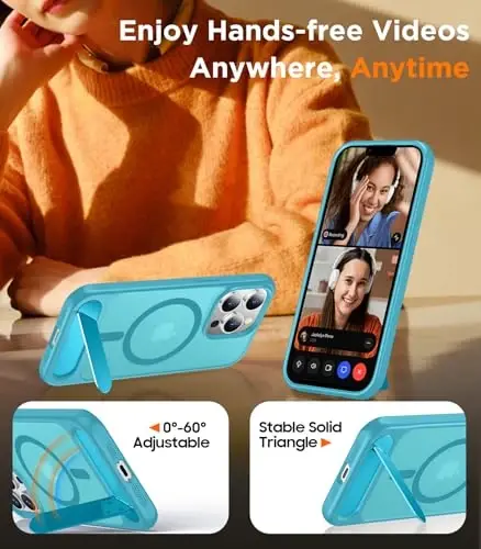 Temdan Magnetic Compatible with iPhone 13 Pro Max Case, [Built-in Invisible Kickstand][Compatible with MagSafe] [Military Grade Shockproof] Slim Translucent Matte Phone Case for iPhone 13 Pro Max 6.7