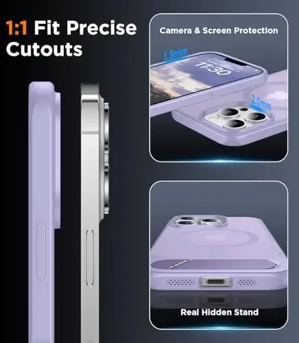 Temdan Magnetic Compatible with iPhone 13 Pro Max Case, [Built-in Invisible Kickstand][Compatible with MagSafe] [Military Grade Shockproof] Slim Translucent Matte Phone Case for iPhone 13 Pro Max 6.7