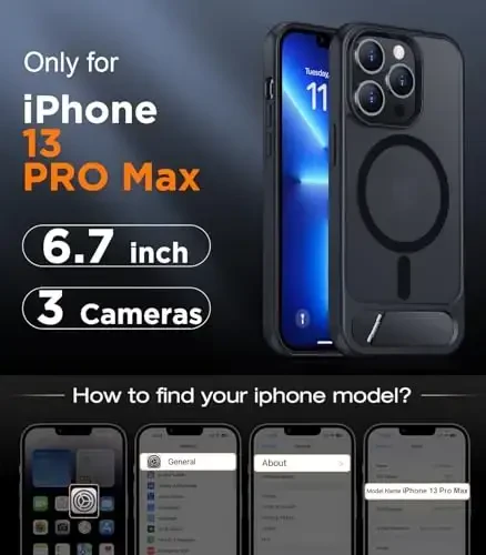 Temdan Magnetic Compatible with iPhone 13 Pro Max Case, [Built-in Invisible Kickstand][Compatible with MagSafe] [Military Grade Shockproof] Slim Translucent Matte Phone Case for iPhone 13 Pro Max 6.7