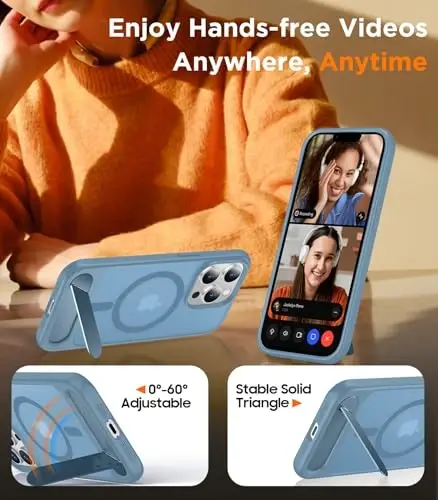 Temdan Magnetic Compatible with iPhone 13 Pro Max Case, [Built-in Invisible Kickstand][Compatible with MagSafe][Military Grade Shockproof] Slim Translucent Matte Phone Case for iPhone 13 Pro Max 6.7