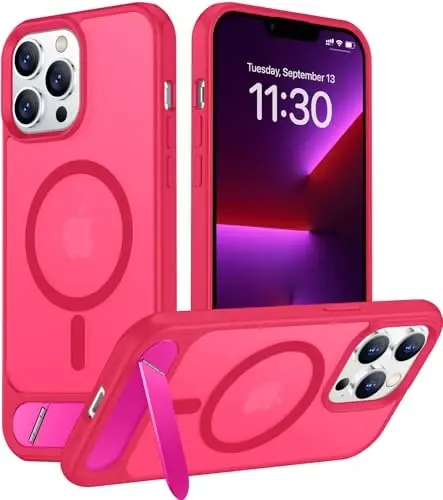 Temdan Magnetic Compatible with iPhone 13 Pro Max Case, [Built-in Invisible Kickstand][Compatible with MagSafe][Military Grade Shockproof] Slim Translucent Matte Phone Case for iPhone 13 Pro Max 6.7