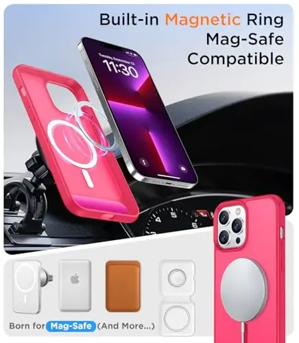 Temdan Magnetic Compatible with iPhone 13 Pro Max Case, [Built-in Invisible Kickstand][Compatible with MagSafe][Military Grade Shockproof] Slim Translucent Matte Phone Case for iPhone 13 Pro Max 6.7