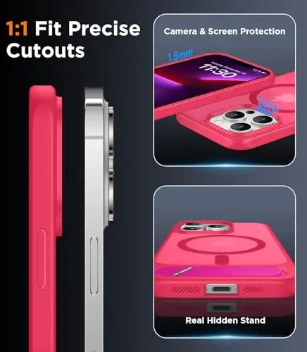 Temdan iPhone 13 Pro Max Kılıfı ile Uyumlu Manyetik, [Dahili Görünmez Destek Çubuğu][MagSafe ile Uyumlu][Askeri Sınıf Darbeye Dayanıklı] iPhone 13 Pro Max 6.7