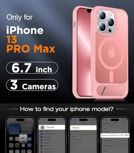 Temdan Magnetic Compatible with iPhone 13 Pro Max Case, [Built-in Invisible Kickstand][Compatible with MagSafe][Military Grade Shockproof] Slim Translucent Matte Phone Case for iPhone 13 Pro Max 6.7