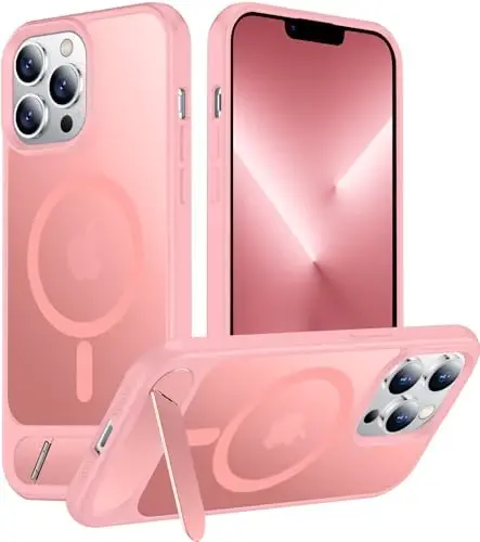 Temdan Magnetic Compatible with iPhone 13 Pro Max Case, [Built-in Invisible Kickstand][Compatible with MagSafe][Military Grade Shockproof] Slim Translucent Matte Phone Case for iPhone 13 Pro Max 6.7