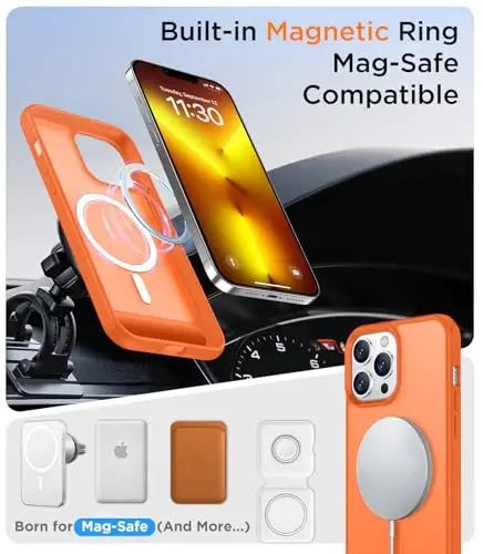 Temdan Magnetic Compatible with iPhone 13 Pro Max Case, [Built-in Invisible Kickstand][Compatible with MagSafe][Military Grade Shockproof] Slim Translucent Matte Phone Case for iPhone 13 Pro Max 6.7