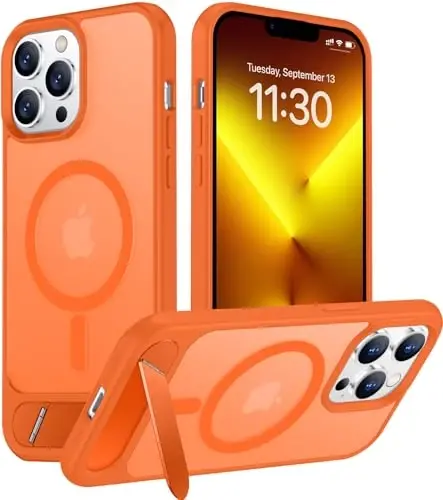 Temdan Magnetic Compatible with iPhone 13 Pro Max Case, [Built-in Invisible Kickstand][Compatible with MagSafe][Military Grade Shockproof] Slim Translucent Matte Phone Case for iPhone 13 Pro Max 6.7