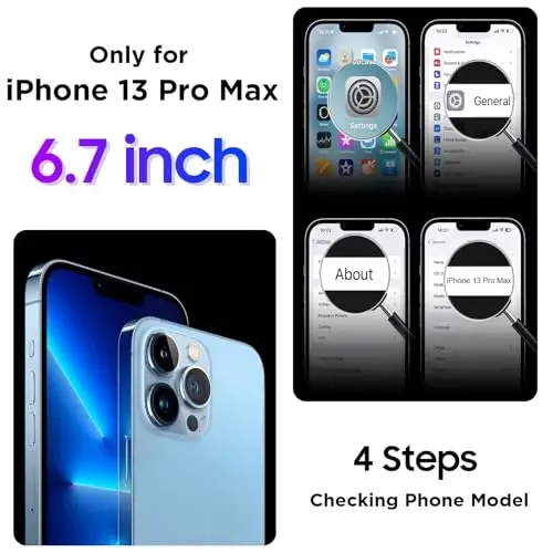 Temdan iPhone 13 Pro Max Kılıfı ile Uyumlu Su Geçirmez, Dahili Ekran ve Kamera Koruyuculu IP68 Su Altı Tam Gövde 13FT Askeri Düşmeye ve Darbeye Dayanıklı Telefon Kılıfı 6.7