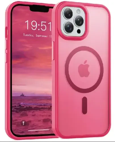 Temdan for iPhone 13 Pro Max Case, Compatible with Magsafe, Anti-Yellowing, Military-Grade Protection, Shockproof Slim Magnetic Phone Case Cover, Hot Pink 