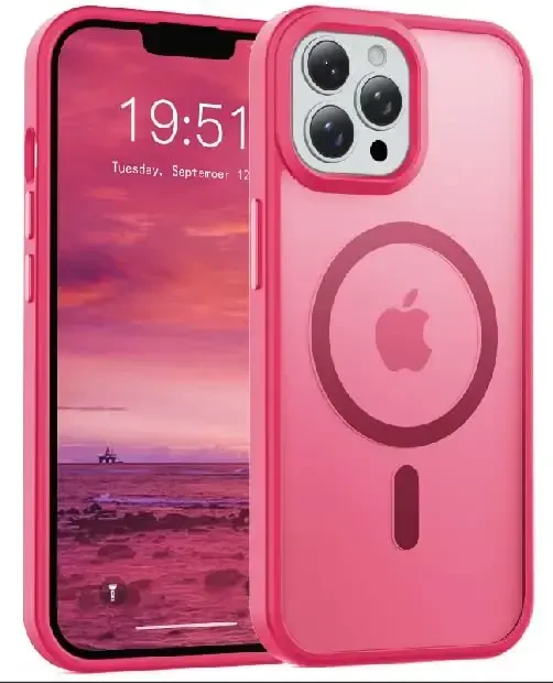 Temdan for iPhone 13 Pro Max Case, Compatible with Magsafe, Anti-Yellowing, Military-Grade Protection, Shockproof Slim Magnetic Phone Case Cover, Hot Pink - TEMDAN