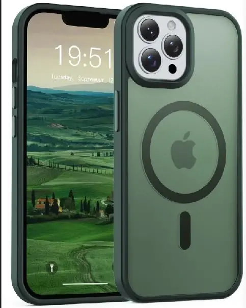 Temdan iPhone 13 Pro Max uchun g‘ilof, Magsafe bilan mos, sarg‘ayishga qarshi, harbiy darajadagi himoya, zarbaga chidamli ingichka magnitli telefon g‘ilofi, o‘rmon yashili - 1