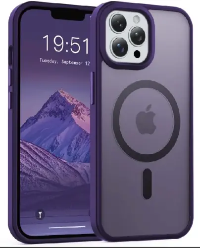 Temdan iPhone 13 Pro Max uchun g‘ilof, Magsafe bilan mos, sarg‘ayishga qarshi, harbiy darajadagi himoya, zarbaga chidamli ingichka magnitli telefon g‘ilofi, to‘q binafsha 