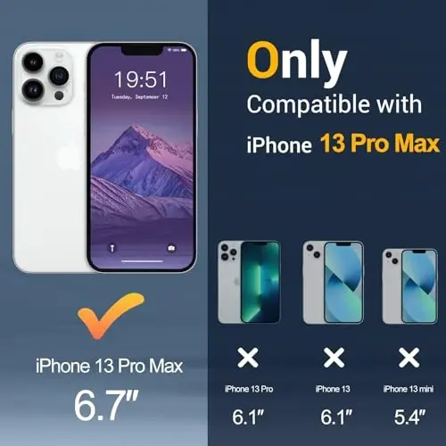 Temdan iPhone 13 Pro Max uchun g‘ilof, Magsafe bilan mos, sarg‘ayishga qarshi, harbiy darajadagi himoya, zarbaga chidamli ingichka magnitli telefon g‘ilofi, to‘q binafsha - TEMDAN (1)