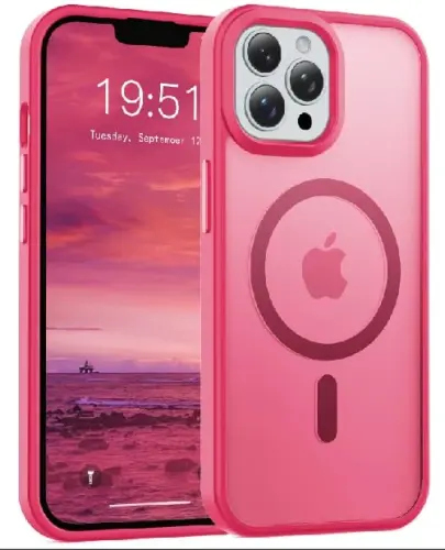 Temdan iPhone 13 Pro Max uchun g'ilof, Magsafe bilan mos, sarg'ayishga qarshi, harbiy darajadagi himoya, zarbga chidamli ingichka magnit telefon g'ilofi, pushti rang 