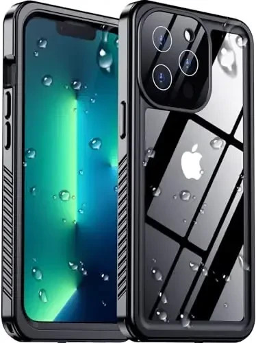 Temdan iPhone 13 Pro Max uchun g‘ilof suv o‘tkazmaydigan, o‘rnatilgan ekran va kamera himoyachisi IP68 suv ostida to‘liq korpus 13FT harbiy tomchiga chidamli zarbga chidamli telefon g‘ilofi 6,7