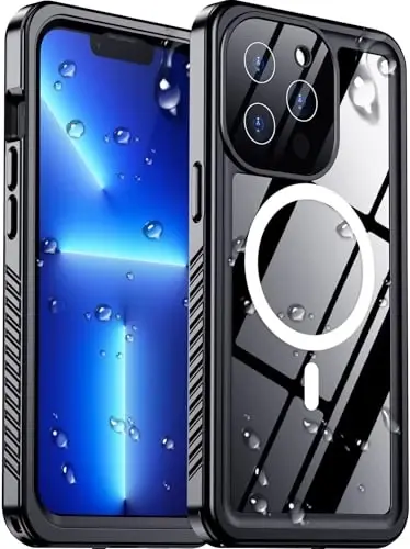 Temdan iPhone 13 Pro Max uchun mos keladigan suv o'tkazmaydigan g'ilof, o'rnatilgan ekran va kamera himoyachisi IP68 suv ostida to'liq korpus 13FT harbiy zarbaga chidamli zarbaga chidamli telefon g'ilofi 6,7