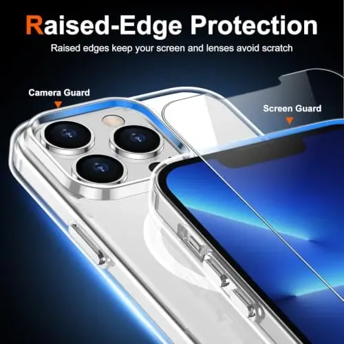 Temdan for iPhone 13 Pro Case Clear, Compatible with Magsafe, Anti-Yellowing, Military-Grade Protection, Shockproof Slim Magnetic Phone Case Cover, Transparent - TEMDAN (1)