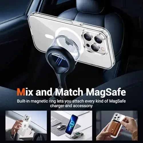 Temdan iPhone 13 Pro uchun G'ilof Shaffof, Magsafe bilan mos, sariqlikka qarshi, harbiy darajadagi himoya, zarbga chidamli ingichka magnit telefon g'ilofi qopqog'i, shaffof - 3