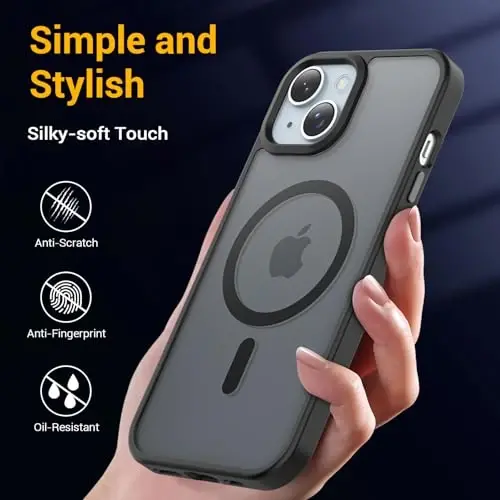 Temdan for iPhone 14 Case, Compatible with Magsafe, Anti-Yellowing, Military-Grade Protection, Shockproof Slim Magnetic Phone Case Cover, Black - 6