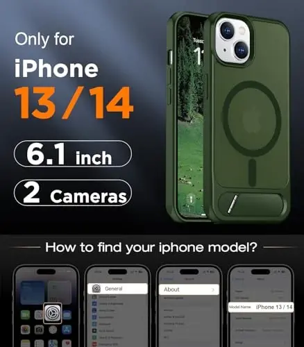 Temdan Magnetic Compatible with iPhone 14 Case/iPhone 13 Case,[Built-in Invisible Kickstand][Compatible with MagSafe][Military Grade Shockproof] Slim Translucent Matte Phone Case for iPhone 14/13 6.1