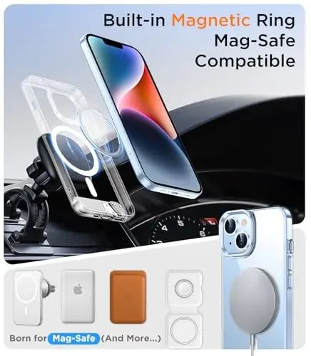 Temdan Magnetic Compatible with iPhone 14 Case/iPhone 13 Case, [Built-in Invisible Kickstand][Compatible with MagSafe] [Military Grade Shockproof] Slim Thin Phone Case for iPhone 14/13 6.1