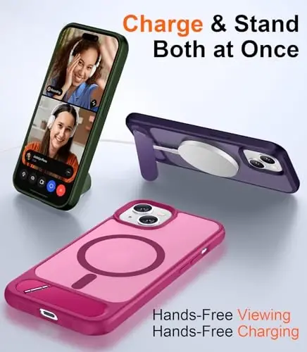 Temdan Magnetic Compatible with iPhone 14 Case/iPhone 13 Case,[Built-in Invisible Kickstand][Compatible with MagSafe][Military Grade Shockproof] Slim Translucent Matte Phone Case for iPhone 14/13 6.1