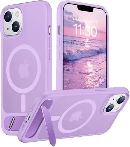 Temdan Magnetic Compatible with iPhone 14 Case/iPhone 13 Case,[Built-in Invisible Kickstand][Compatible with MagSafe][Military Grade Shockproof] Slim Translucent Matte Phone Case for iPhone 14/13 6.1