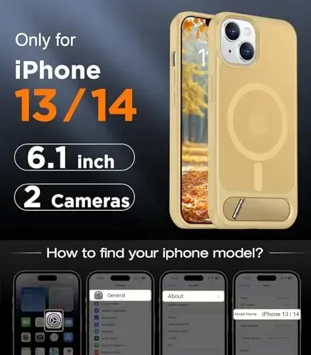 Temdan Magnetic Compatible with iPhone 14 Case/iPhone 13 Case,[Built-in Invisible Kickstand][Compatible with MagSafe][Military Grade Shockproof] Slim Translucent Matte Phone Case for iPhone 14/13 6.1