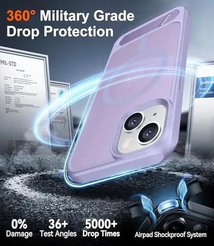 Temdan Magnetic Compatible with iPhone 14 Case/iPhone 13 Case,[Built-in Invisible Kickstand][Compatible with MagSafe][Military Grade Shockproof] Slim Translucent Matte Phone Case for iPhone 14/13 6.1