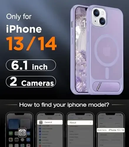 Temdan Magnetic Compatible with iPhone 14 Case/iPhone 13 Case,[Built-in Invisible Kickstand][Compatible with MagSafe][Military Grade Shockproof] Slim Translucent Matte Phone Case for iPhone 14/13 6.1