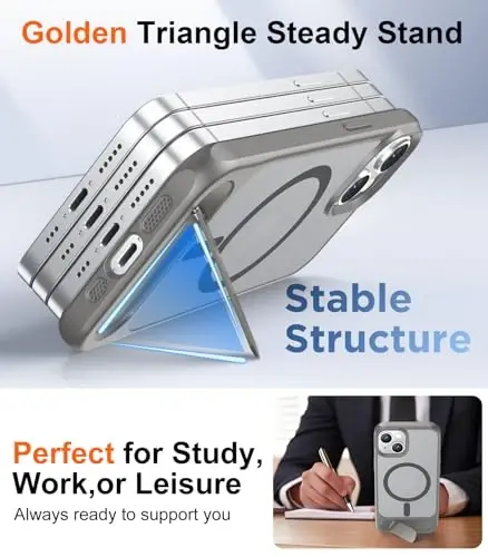 Temdan Magnetic Compatible with iPhone 14 Case/iPhone 13 Case,[Built-in Invisible Kickstand][Compatible with MagSafe][Military Grade Shockproof] Slim Translucent Matte Phone Case for iPhone 14/13 6.1